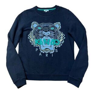 Kenzo Black Festive Tiger Crewneck Sweater Size S